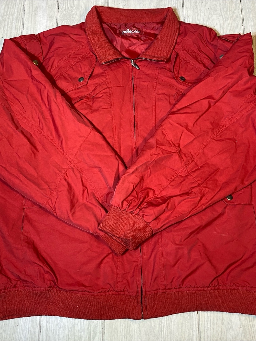 Vintage Pelle Pelle Red Bomber Jacket Full Zip Men’s Size Retro Hip Hop 90s 2XL